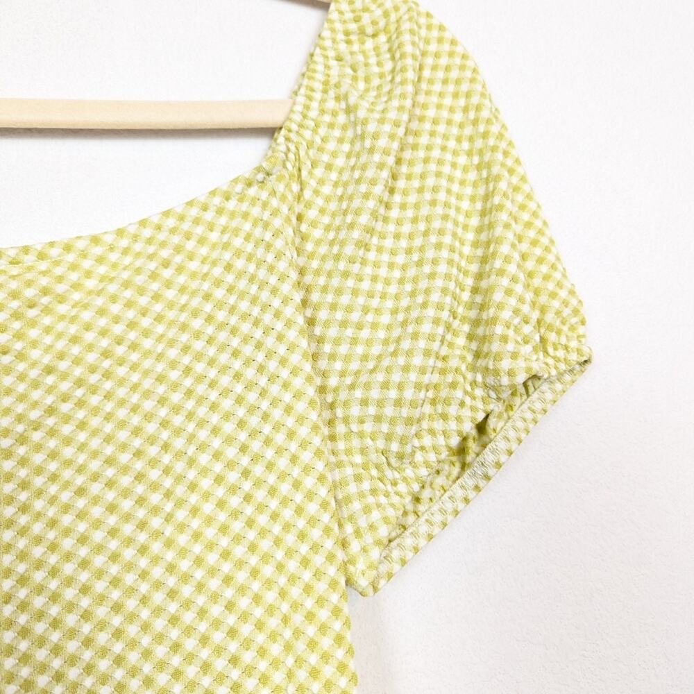 The General Good Blouse M Green Gingham Square Neck Puff Sleeve Cottagecore - Picture 5 of 8